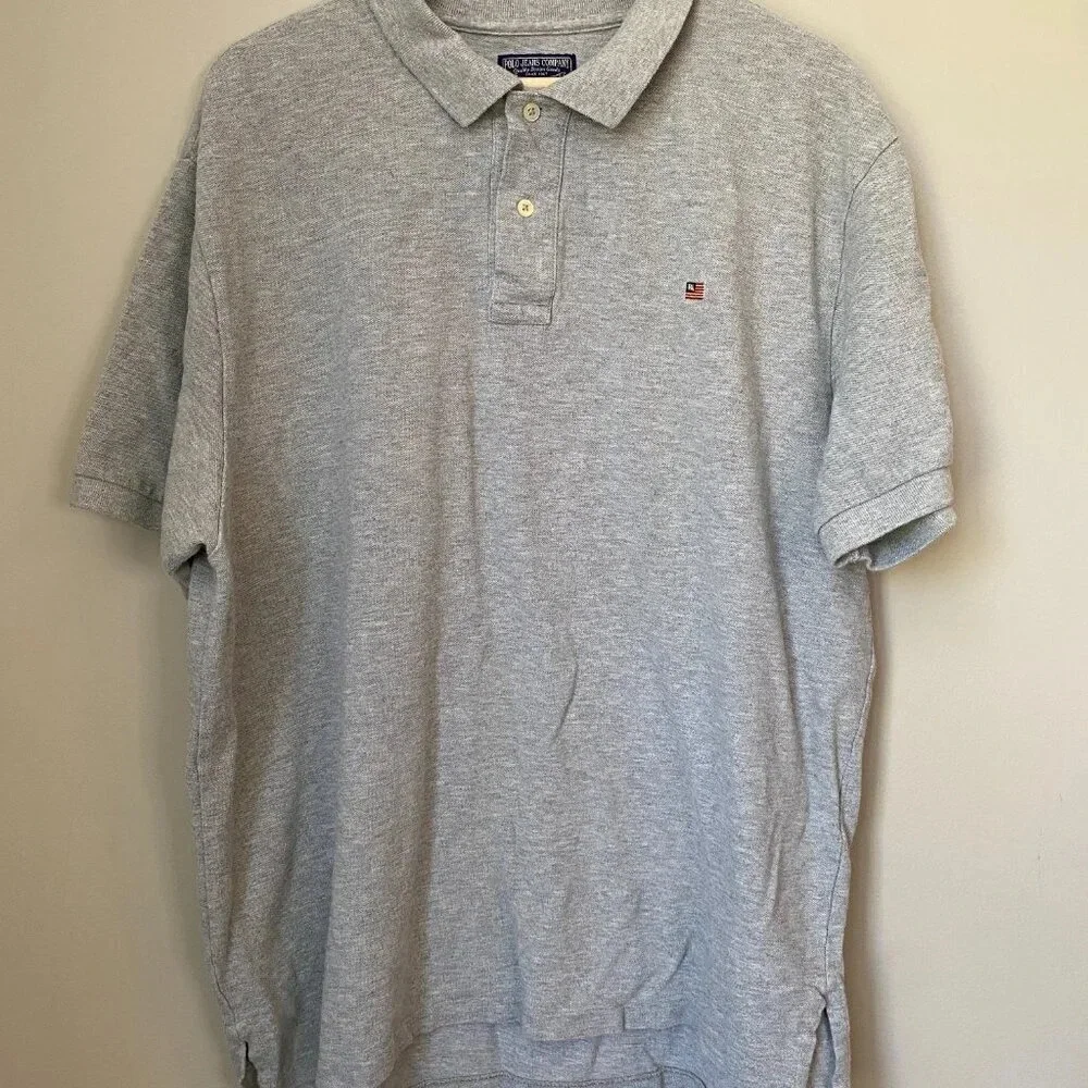 Ralph Lauren Polo Jeans Co. Mens Size XL Short Sleeve Cotton Polo Shirt in Gray